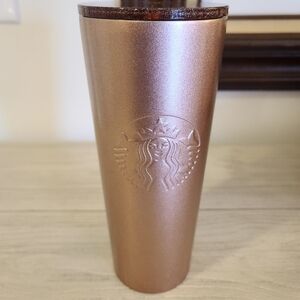 Starbucks Sparkle Rose Gold Metal Tumbler with Embossed Logo